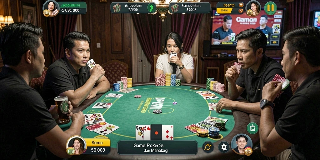 Screenshot gameplay F08 menampilkan keseruan pemain poker.