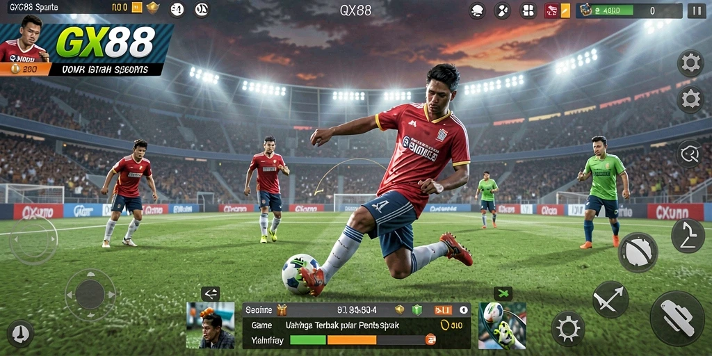 Screenshot gameplay GX88 menampilkan aksi mendebarkan dalam olahraga.
