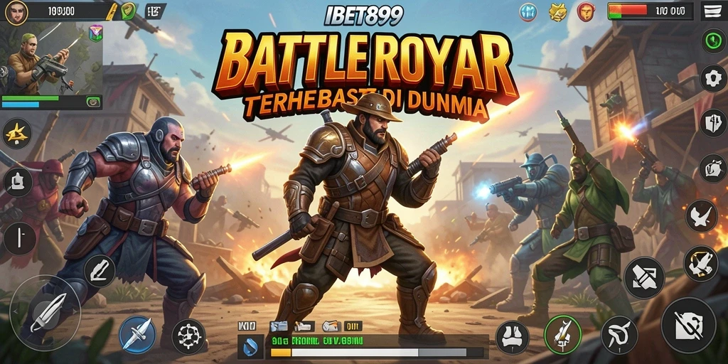 Tampilan gameplay intens dalam pertempuran Battle Royale IBET899.