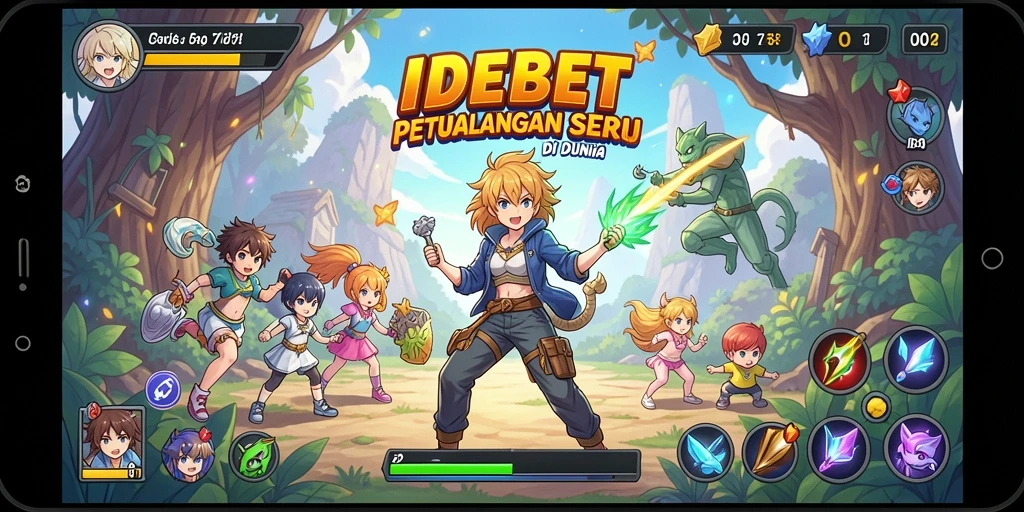 Tangkapan layar main gameplay IDEBET dengan karakter anime favorit.