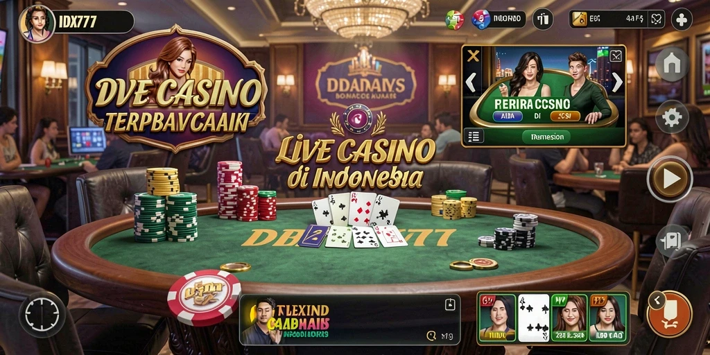 Tampilan gameplay IDX777 yang mendebarkan dan interaktif dengan dealer langsung.