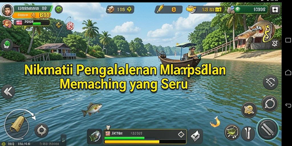 Screenshot gameplay JKT88 yang menunjukkan aksi memancing yang seru.