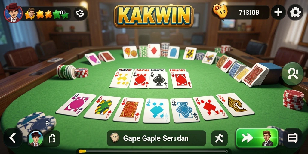 Tampilan gameplay seru di KAKWIN dengan fitur Gaple terbaru.