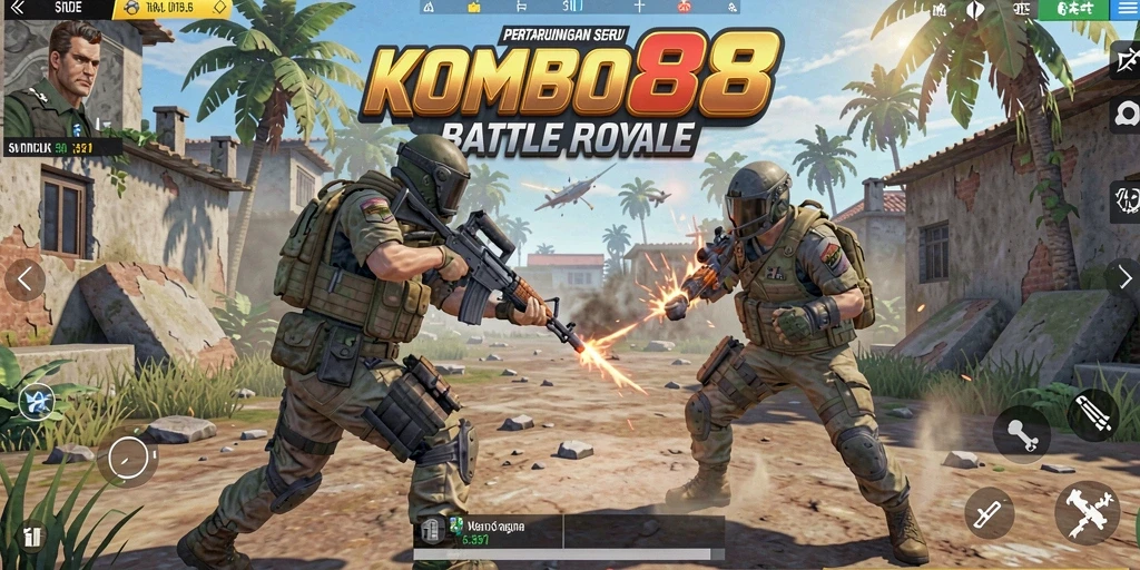 Tangkapan layar KOMBO88 menampilkan aksi intens Battle Royale yang mendebarkan.