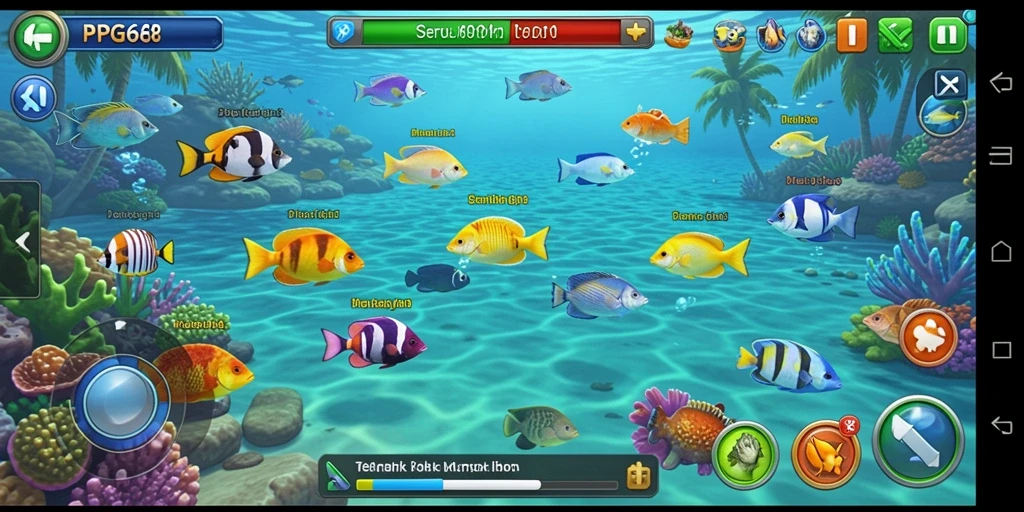 Screenshot PGG68 menampilkan aksi seru menembak ikan.