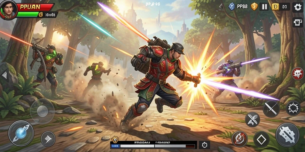 Screenshot gameplay PP88 yang menunjukkan aksi pertarungan mendebarkan.