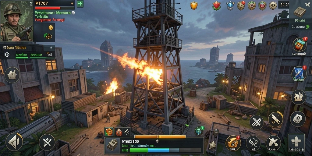 Tangkapan layar dari permainan Tower Defense yang penuh aksi.