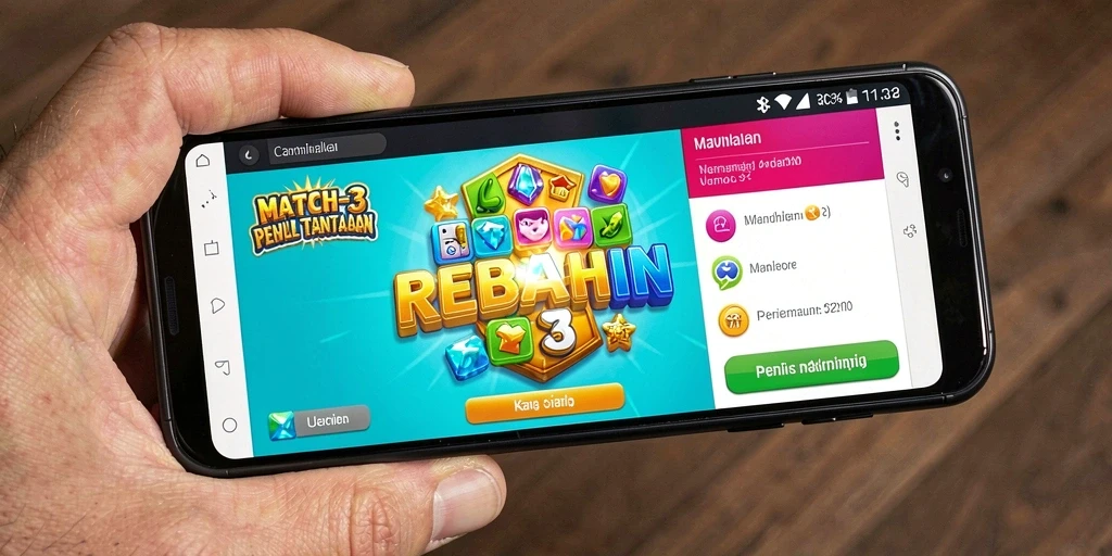 Tampilan gameplay seru dari REBAHIN dalam genre Match-3.