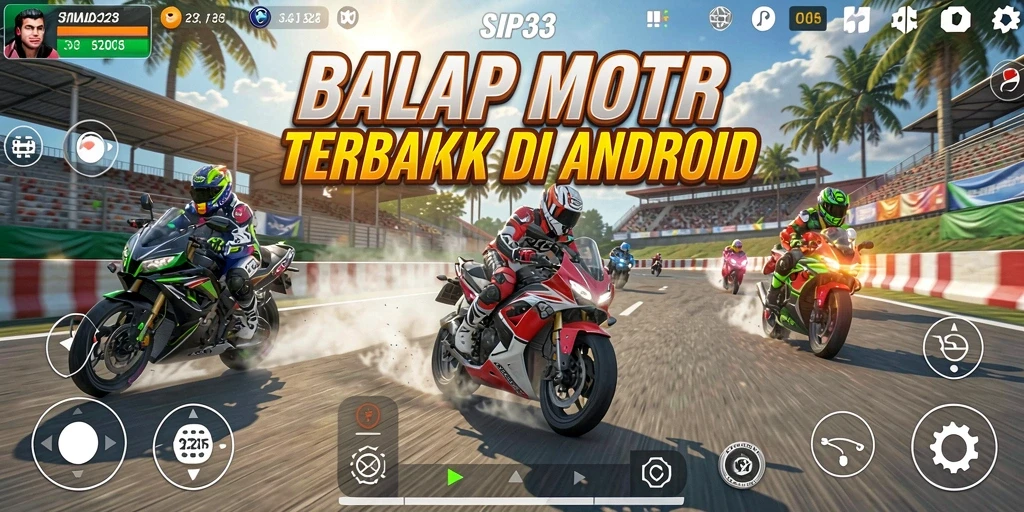 Tampilan gameplay SIP33 yang mendebarkan dalam balapan motor.