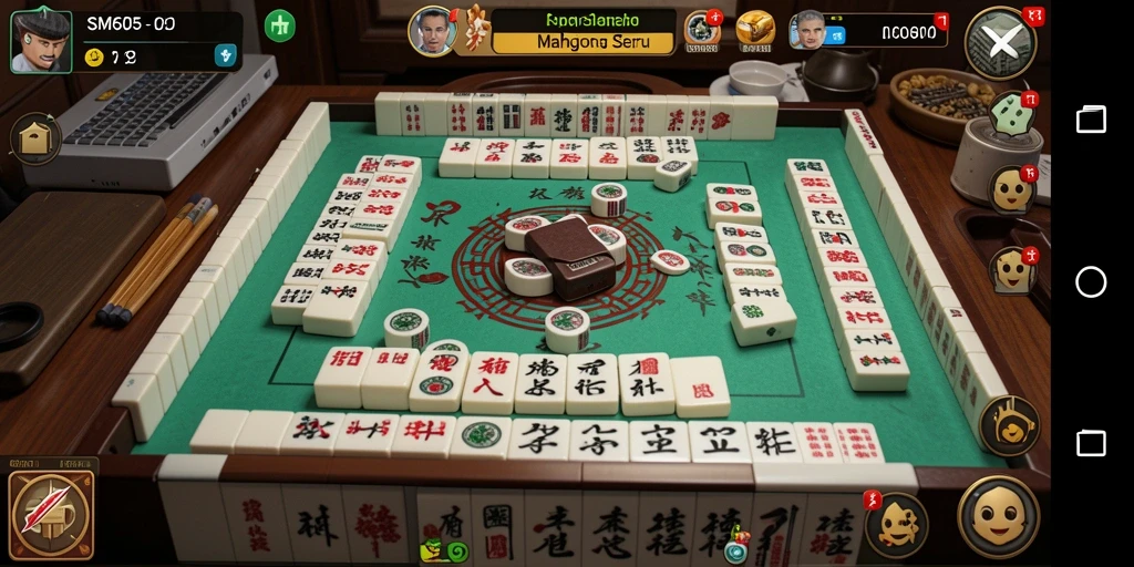 Tampilan gameplay SM605 yang memukau dengan suasana Mahjong yang menenangkan.