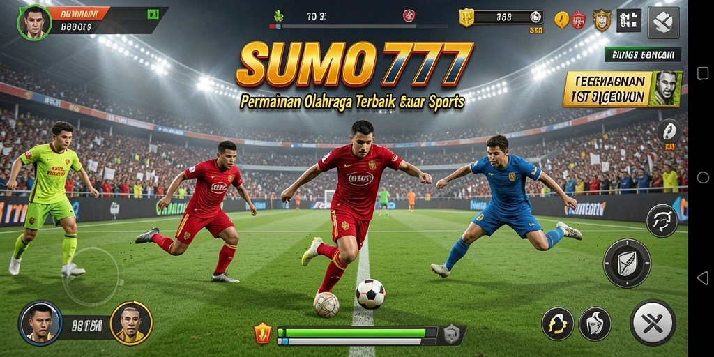 Screenshot utama gameplay SUMO777 menampilkan aksi olahraga yang mendebarkan.