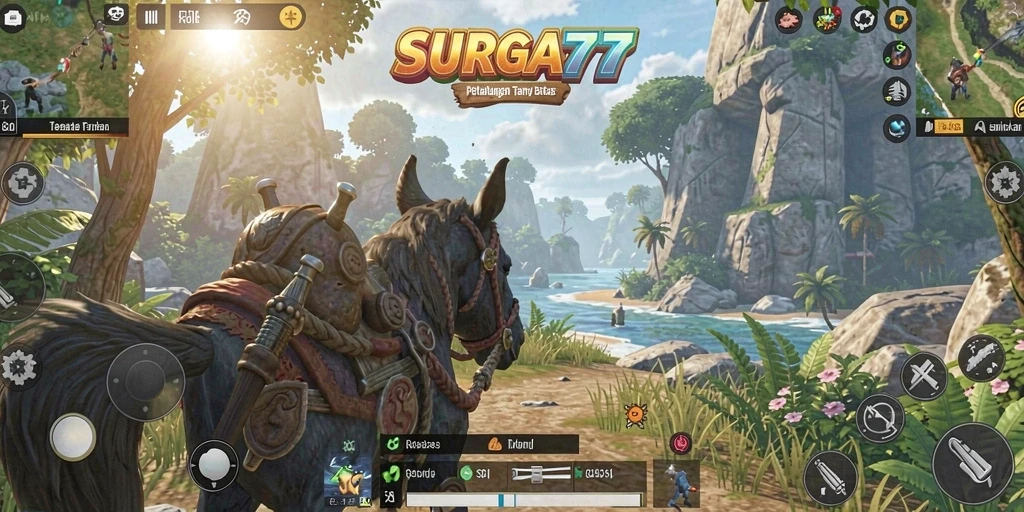 Screenshot gameplay SURGA77 yang menampilkan dunia terbuka yang luas.
