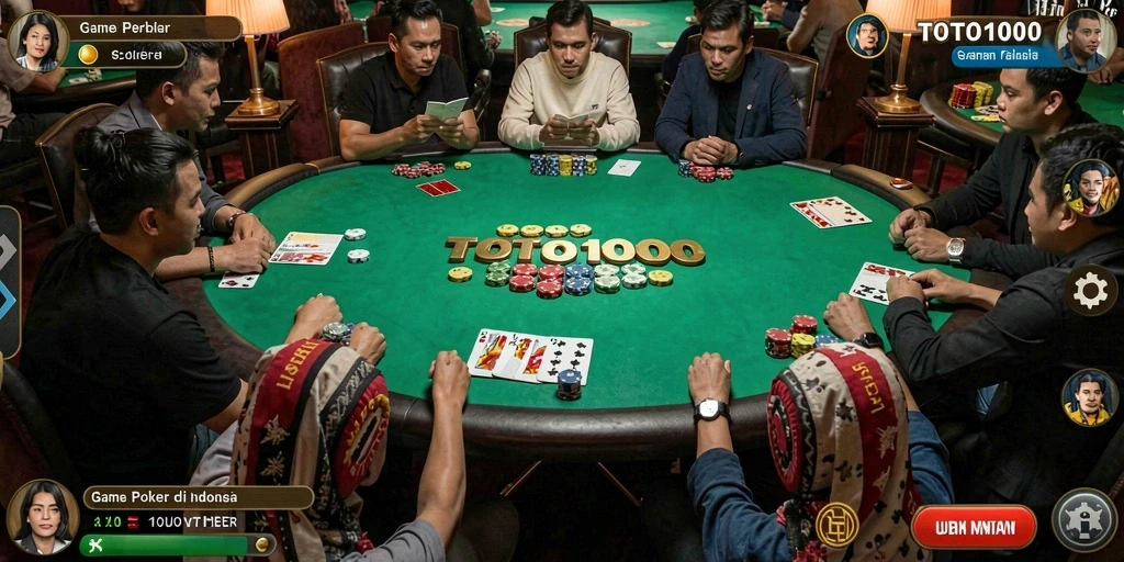 Tampilan gameplay Poker yang menarik dan seru di TOTO1000.