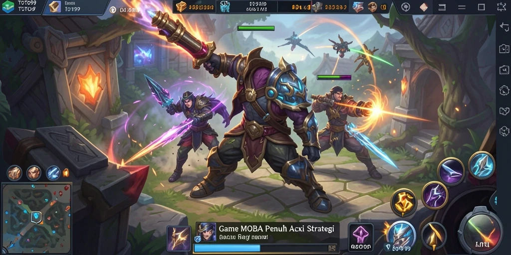 Tampilan gameplay seru di TOTO99 dengan aksi MOBA intens.