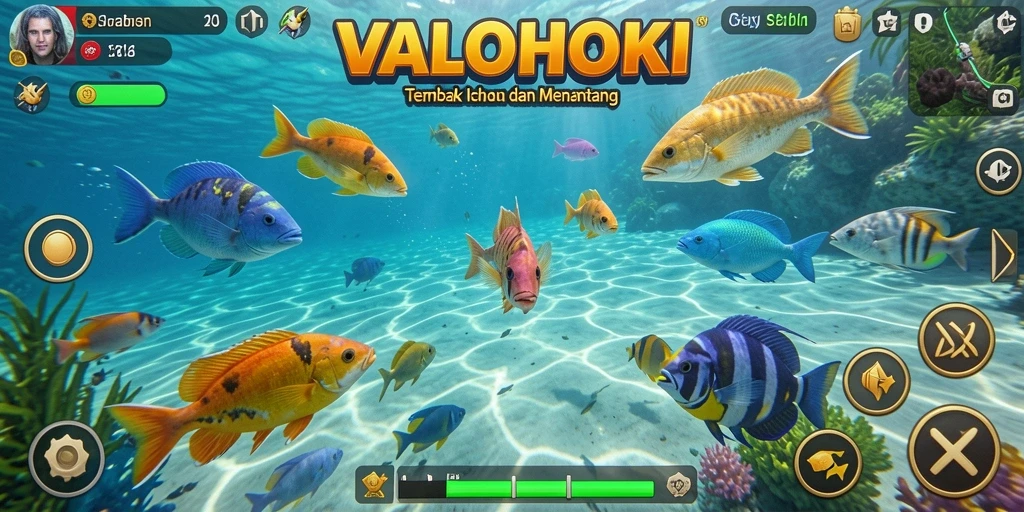 Tampilan seru gameplay VALOHOKI saat menangkap ikan.