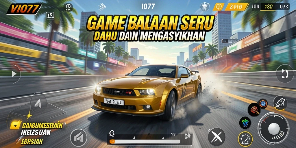 Tangkapan layar gameplay VIO77 menampilkan aksi balapan yang mendebarkan.