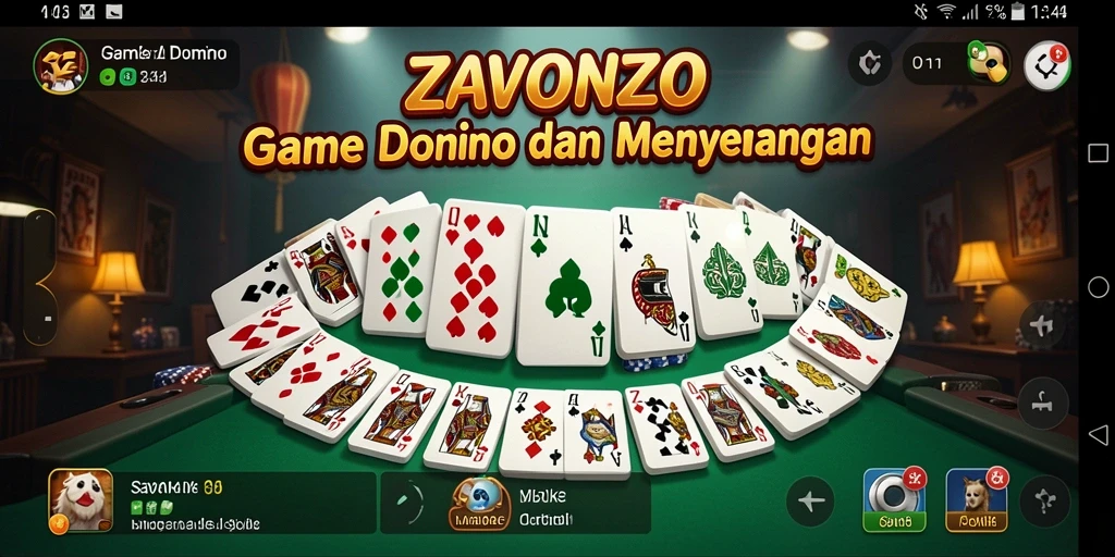 Tampilan seru dari gameplay Domino di ZAVONZO.